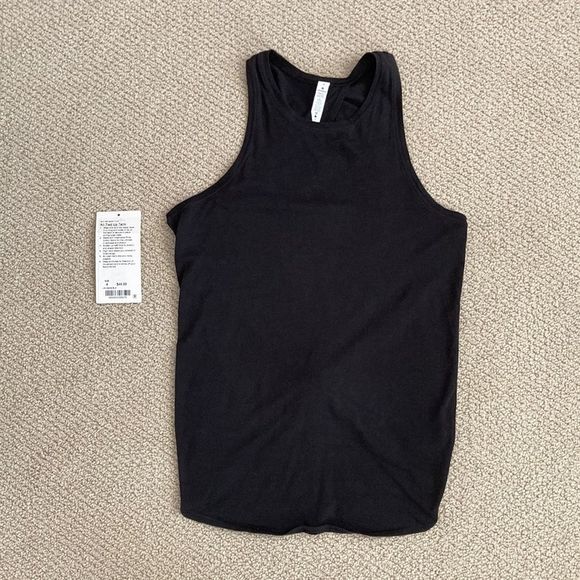 Lululemon All Tied Up Tank Black Size 4 Like New Pima Cotton Open Back Runs Big - Picture 2 of 9